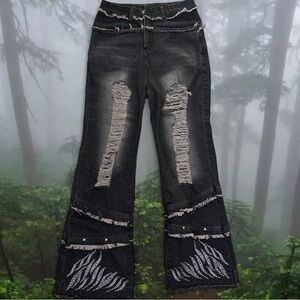 Distressed Black Women Jeans